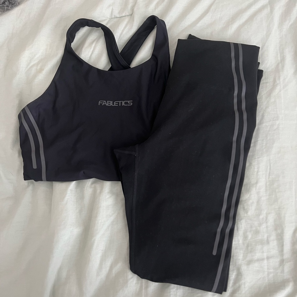 Fabletics Black and Gray Activewear Set